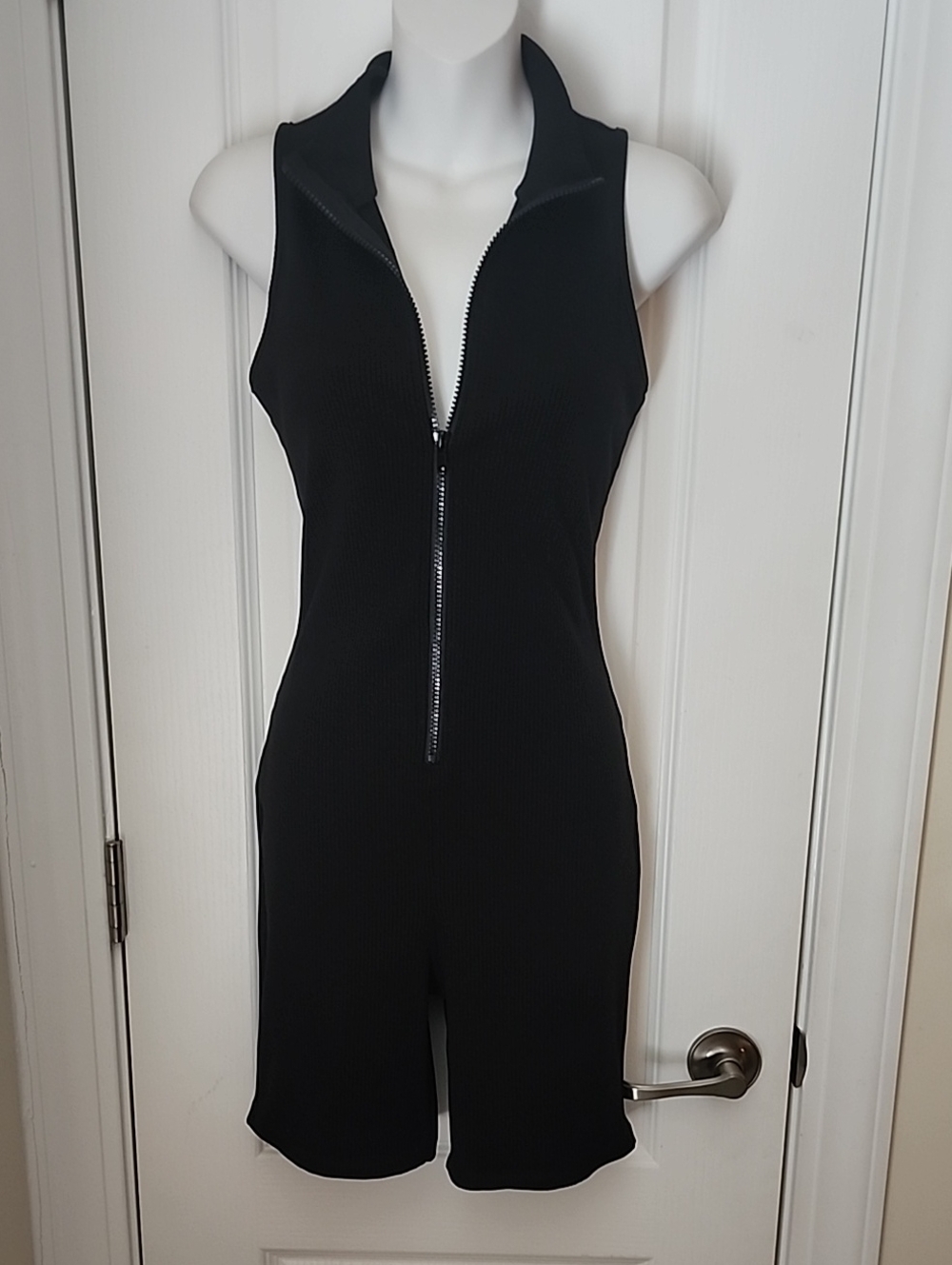 Black Sleeveless Zipper Romper - Women Pants & Jumpsuits